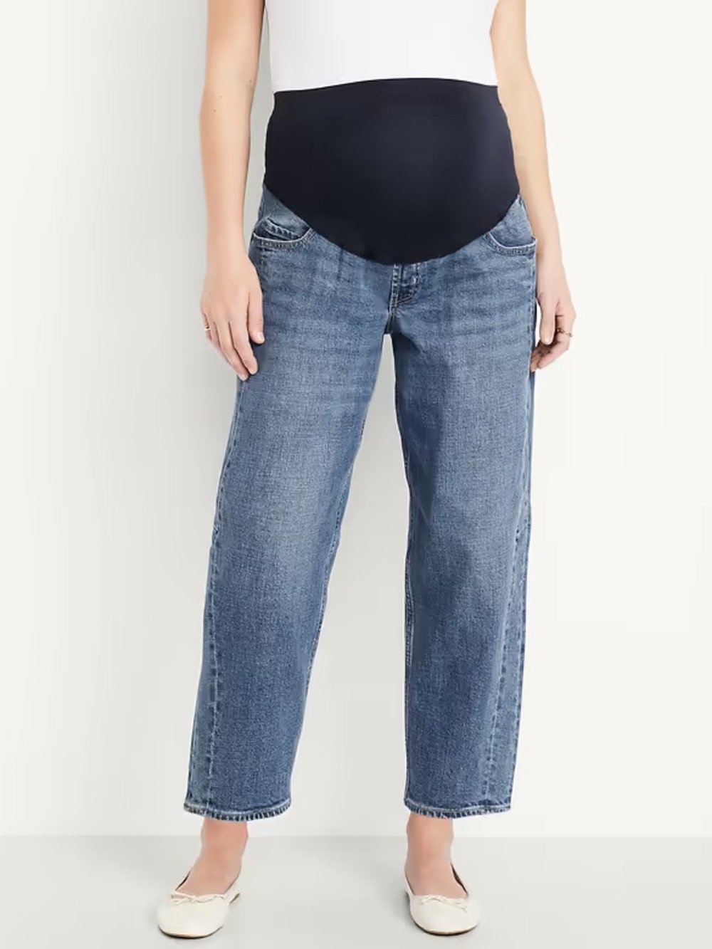Maternity Full Panel Barrel Ankle Jeans